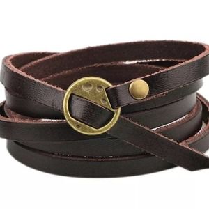 Leather Wrap Bracelet - dark brown